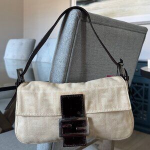 FENDI Zucca CANVAS Vintage Baguette White